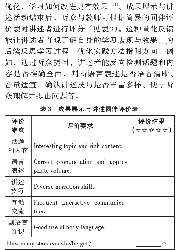 陳麗曼，唐書哲：小學英語專案式學習表現性評價框架設計和實施——基於專案成果展示與講述兩個關鍵要素
