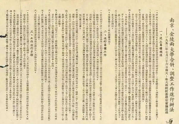 “九校同源”：院系調整前後的南京大學