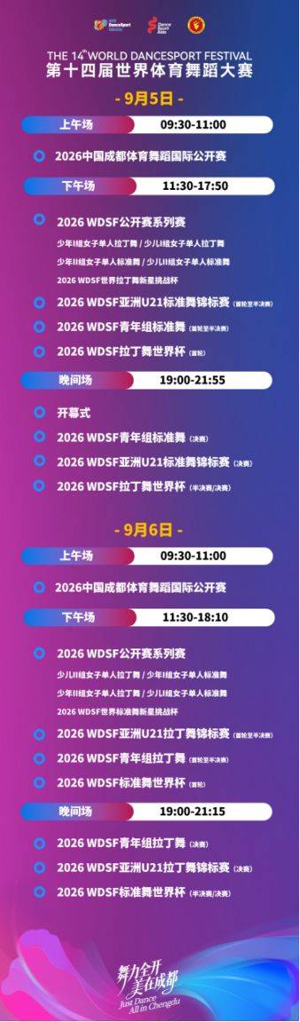 成都隊出征！第十四屆世界體育舞蹈大賽賽程釋出